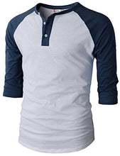 Casual Slim Fit Raglan Baseball Three-Quarter Sleeve Henley T-Shirts